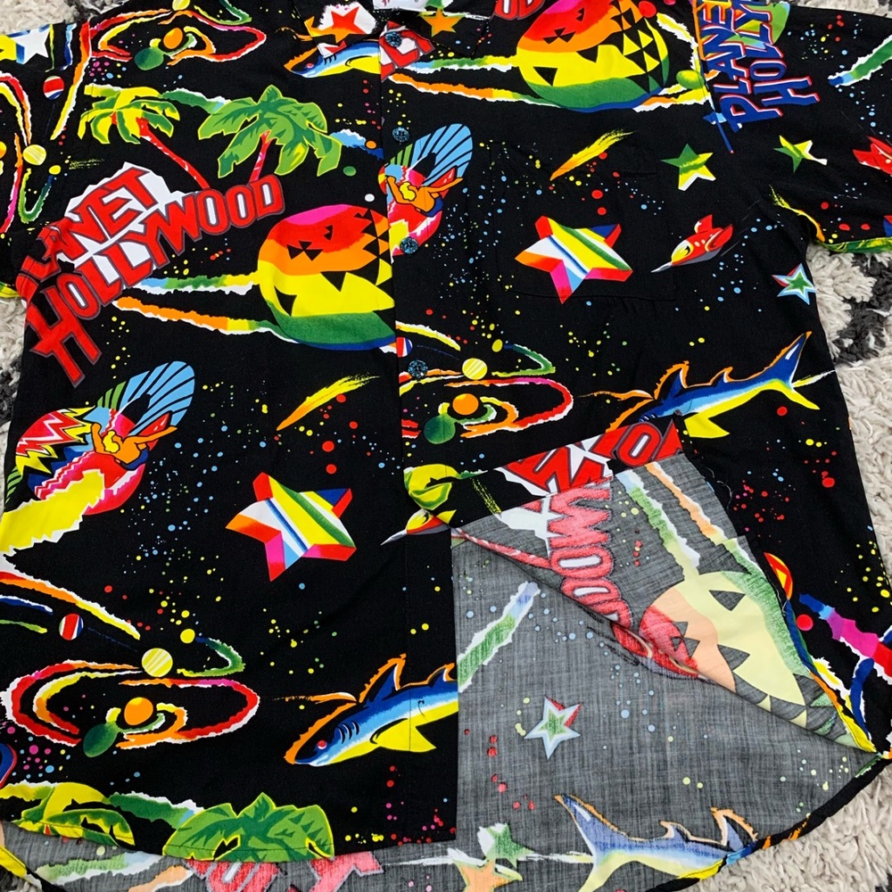 VINTAGE 90s Planet Hollywood Space Island Surf Shirt Men’s Size XL - Picture 6 of 6
